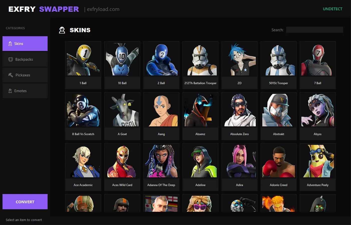 ExfrySwapper Menu Preview
